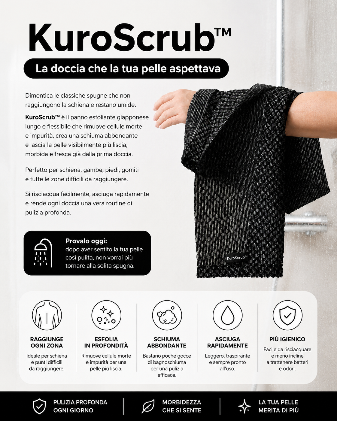 KuroScrub™ – Panno esfoliante giapponese per il corpo